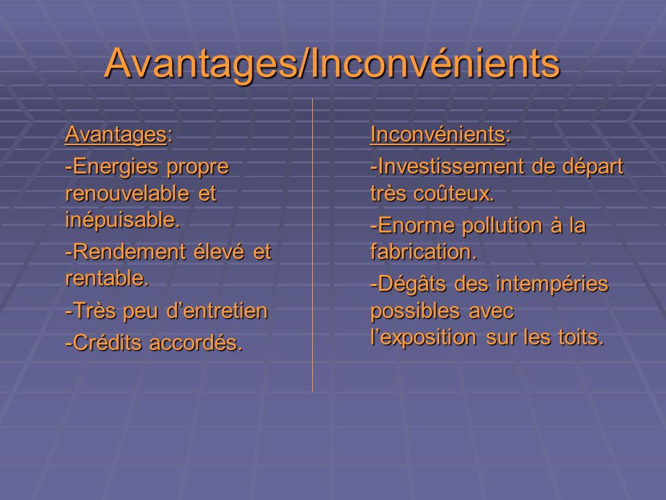 découvrez les nombreux avantages des panneaux photovoltaïques : réduction des factures d'électricité, respect de l'environnement, énergie durable et autonomie énergétique. informez-vous sur les bénéfices économiques et écologiques des installations solaires pour un avenir plus responsable.