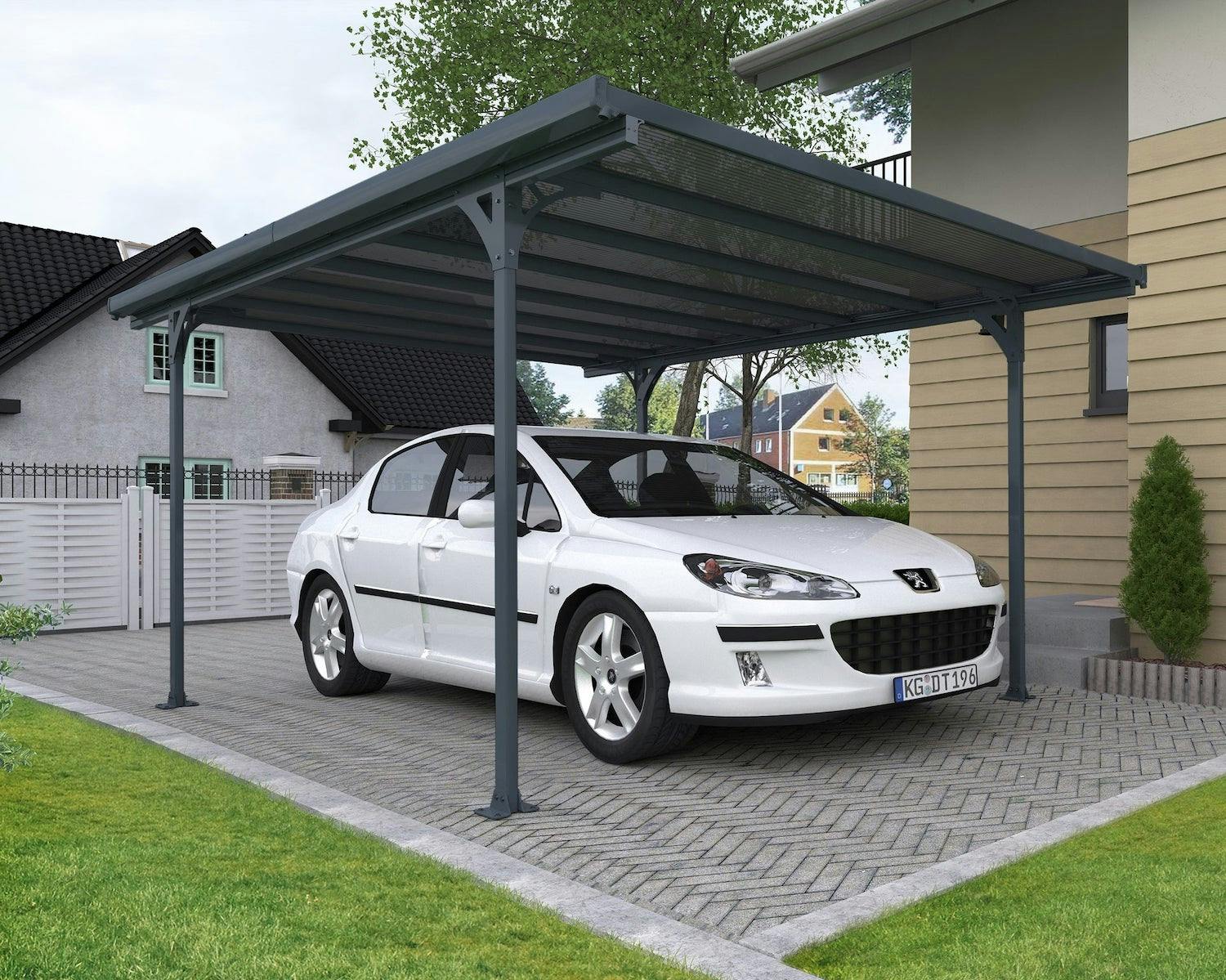 découvrez notre carport à toit plat, la solution élégante et moderne pour protéger votre véhicule. avec un design épuré et une construction durable, ce carport s'intègre parfaitement à votre environnement tout en offrant une protection optimale contre les intempéries. idéal pour les propriétaires soucieux de l'esthétique et de la qualité.