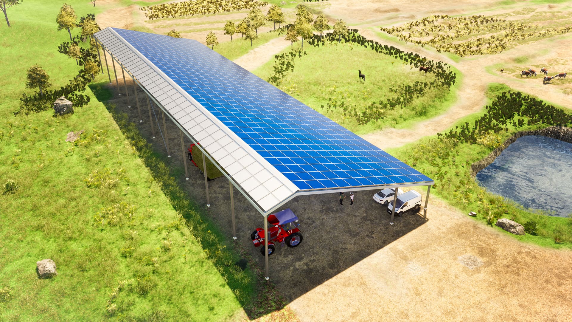 découvrez notre hangar photovoltaïque de 300 kwc, une solution durable pour produire de l'énergie solaire tout en optimisant l'espace. profitez d'une installation performante et respectueuse de l'environnement, idéale pour les entreprises souhaitant réduire leurs coûts énergétiques et leur empreinte carbone.