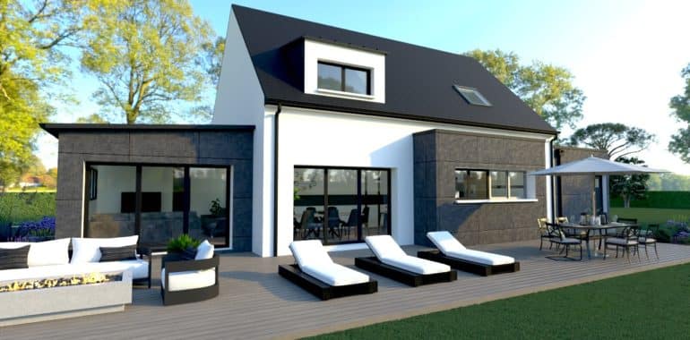 découvrez notre maison contemporaine au toit à deux pans, alliant modernité et fonctionnalité. profitez d'un design élégant et d'espaces de vie lumineux, idéals pour une vie confortable. explorez un habitat qui respecte l'environnement tout en offrant un style contemporain.