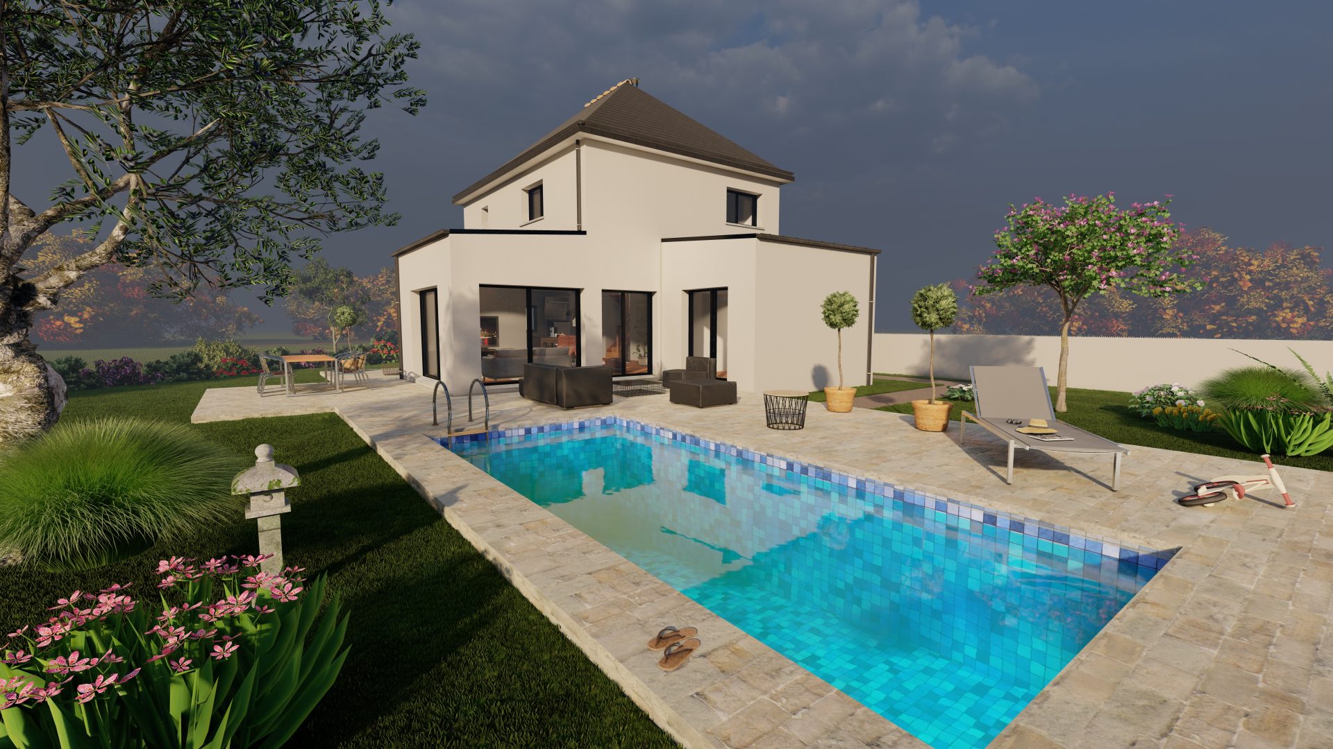 découvrez notre maison 4 pans, un espace de vie spacieux et chaleureux, alliant modernité et charme traditionnel. profitez d'un design unique et fonctionnel, parfaitement adapté à votre style de vie.