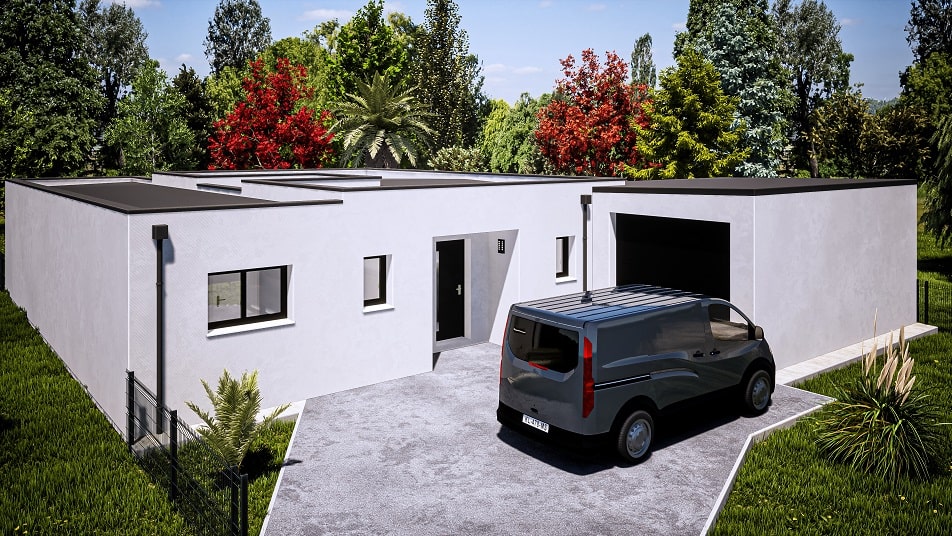 découvrez notre maison au toit plat, un design moderne et élégant alliant confort et fonctionnalité. idéale pour profiter d'espaces de vie lumineux et ouverts, cette maison répond à toutes vos attentes en matière d'esthétisme et de praticité.