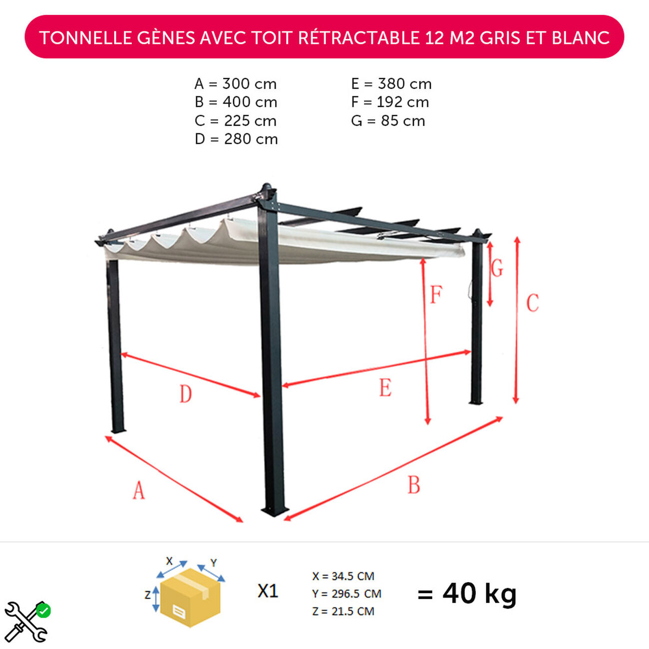 découvrez notre tonnelle 4x3 rétractable, idéale pour profiter de votre jardin tout en étant protégé du soleil. facile à installer et à ranger, elle allie design et praticité pour vos moments de détente en extérieur.