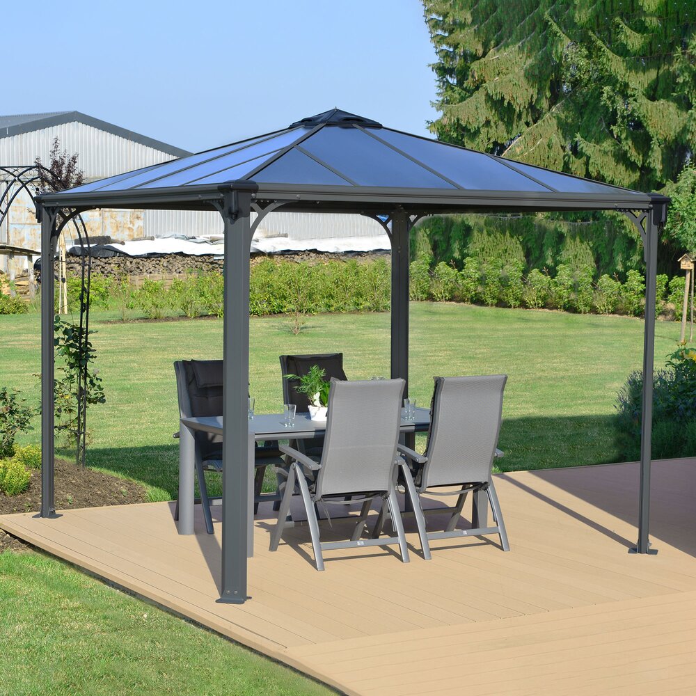 découvrez notre tonnelle en polycarbonate, parfaite pour profiter de votre extérieur tout en étant protégé des intempéries. design moderne et résistant, elle allie esthétisme et fonctionnalité pour créer un espace convivial et agréable.